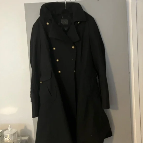 Tahari Black Wool Double-breasted Military Wool Coat Black 12   🎀 FIRM - Picture 6 of 14